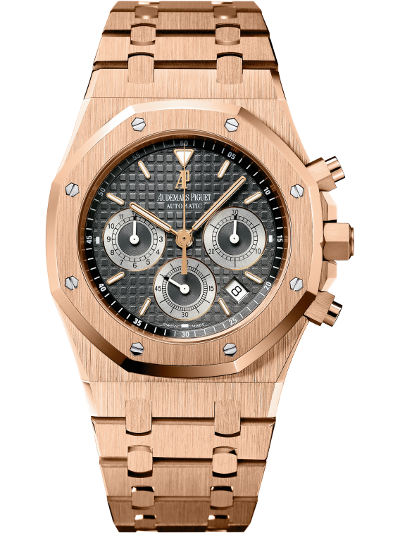 Royal Oak Chronograph 39MM 18-Carat Pink Gold Bracelet Brown Dial With Grande Tapisserie Pattern 18-Carat Pink Gold Case