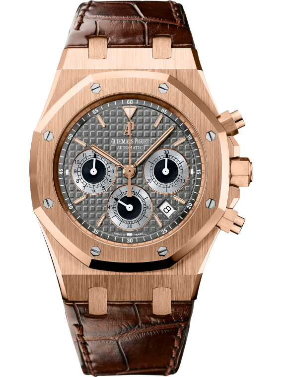 Royal Oak Chronograph 39MM Brown Alligator Strap Brown Dial With Grande Tapisserie Pattern 18-Carat Pink Gold Case