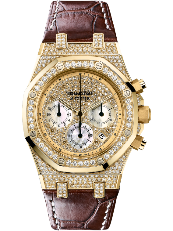 Royal Oak Chronograph 39MM Brown Crocodile Strap Yellow Gold Dial 18-Carat Yellow Gold Case