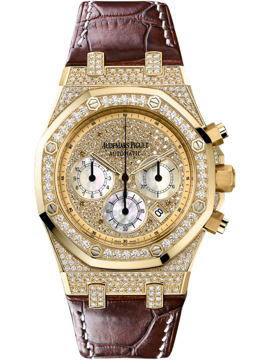 Royal Oak Chronograph 39MM Brown Crocodile Strap Yellow Gold Dial 18-Carat Yellow Gold Case