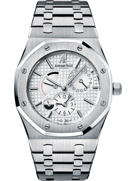 Royal Oak Dual Time 39MM Stainless Steel Bracelet Silver-Toned Dial With Grande Tapisserie Pattern Stainless Steel Case