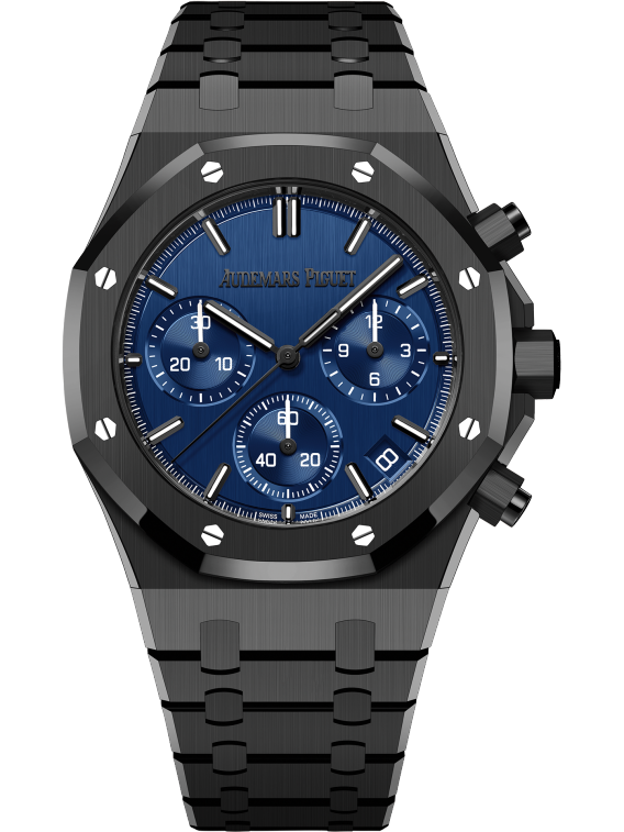 Royal Oak Selfwinding Chronograph One Drop Black Ceramic Bracelet Blue Dial With Vertical Satined-Finish Black Ceramic Case