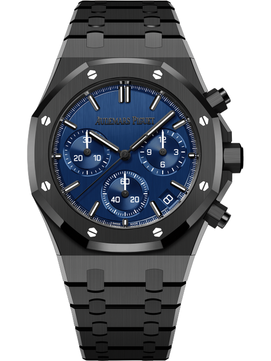 Royal Oak Selfwinding Chronograph One Drop Black Ceramic Bracelet Blue Dial With Vertical Satined-Finish Black Ceramic Case