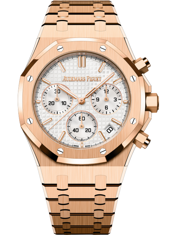 Royal Oak Selfwinding Chronograph 50th Anniversary 41MM 18-Carat Pink Gold Bracelet Silver-Toned Dial With Grande Tapisserie Pattern 18-Carat Pink Gold Case