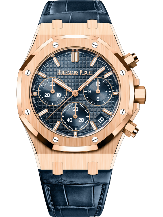 Audemars Piguet Royal Oak Ref. 26240OR.OO.D315CR.01 41MM Blue Alligator Strap Rose Gold Case Bleu Nuit Nuage 50 Dial