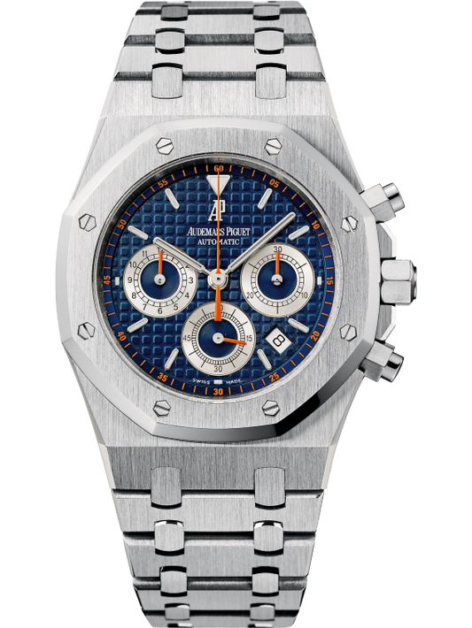 Royal Oak Chronograph 39MM Stainless Steel Bracelet Blue Dial With Grande Tapisserie Pattern Stainless Steel Case