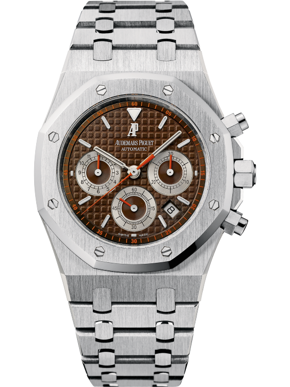 Royal Oak Chronograph 39MM Stainless Steel Bracelet Brown Dial With Grande Tapisserie Pattern Stainless Steel Case