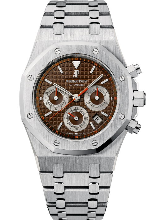 Royal Oak Chronograph 39MM Stainless Steel Bracelet Brown Dial With Grande Tapisserie Pattern Stainless Steel Case