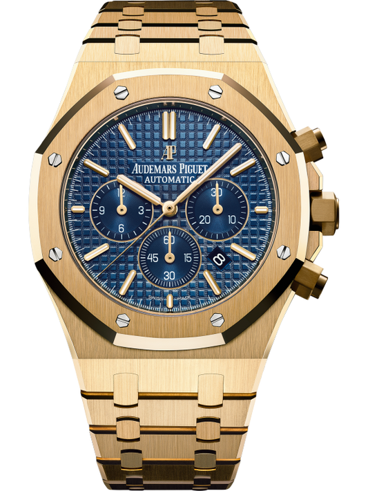 Royal Oak Chronograph 41MM 18-Carat Yellow Gold Bracelet Blue Dial With Grande Tapisserie Pattern 18-Carat Yellow Gold Case