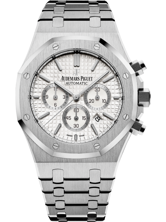 Royal Oak Chronograph 41MM Stainless Steel Bracelet Silver-Toned Dial With Grande Tapisserie Pattern Stainless Steel Case