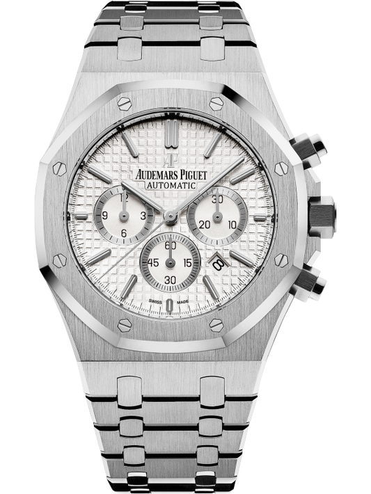 Royal Oak Chronograph 41MM Stainless Steel Bracelet Silver-Toned Dial With Grande Tapisserie Pattern Stainless Steel Case