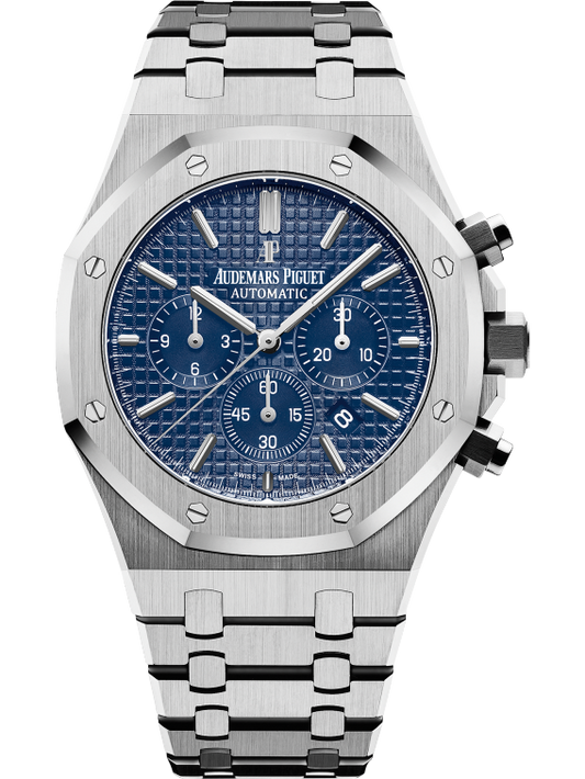 Royal Oak Chronograph 41MM Stainless Steel Bracelet Blue Dial With Grande Tapisserie Pattern Stainless Steel Case