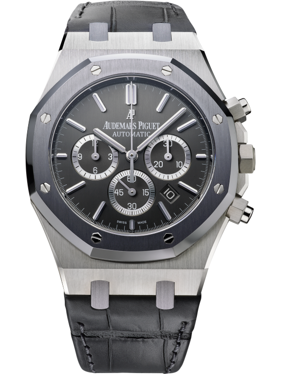 Royal Oak Leo Messi 41MM Anthracite Alligator Strap Satin-Brushed Anthracite Dial Stainless Steel Case Tantalum Bezel