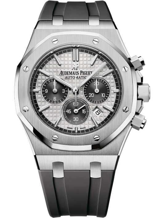 Royal Oak Chronograph Qe Ii Cup 2015 41MM Grey Rubber Strap Silver-Toned Dial With Grande Tapisserie Pattern Titanium Case