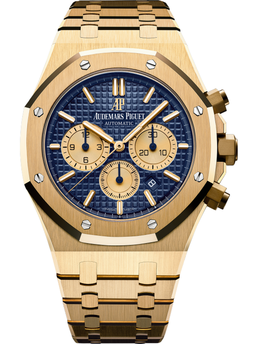 Royal Oak Selfwinding Chronograph 41MM 18-Carat Yellow Gold Bracelet Blue Dial With Grande Tapisserie Pattern 18-Carat Yellow Gold Case