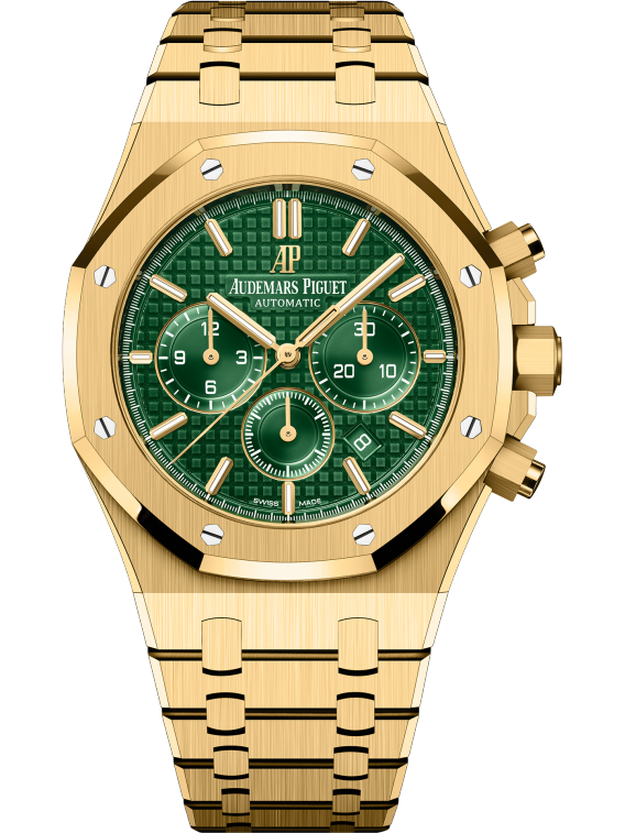 Royal Oak Selfwinding Chronograph 41MM Yellow Gold Bracelet Green Dial With Grande Tapisserie Pattern Yellow Gold Case