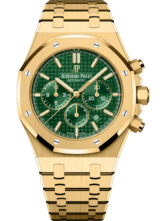 Royal Oak Selfwinding Chronograph 41MM Yellow Gold Bracelet Green Dial With Grande Tapisserie Pattern Yellow Gold Case