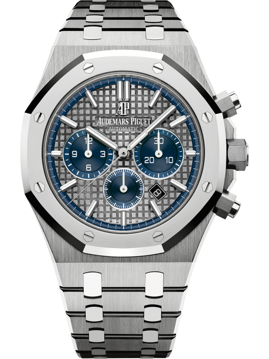 Royal Oak Chronograph 41MM Titanium Bracelet Slate Grey Dial With Grande Tapisserie Pattern Titanium Case Polished 950 Platinum Bezel