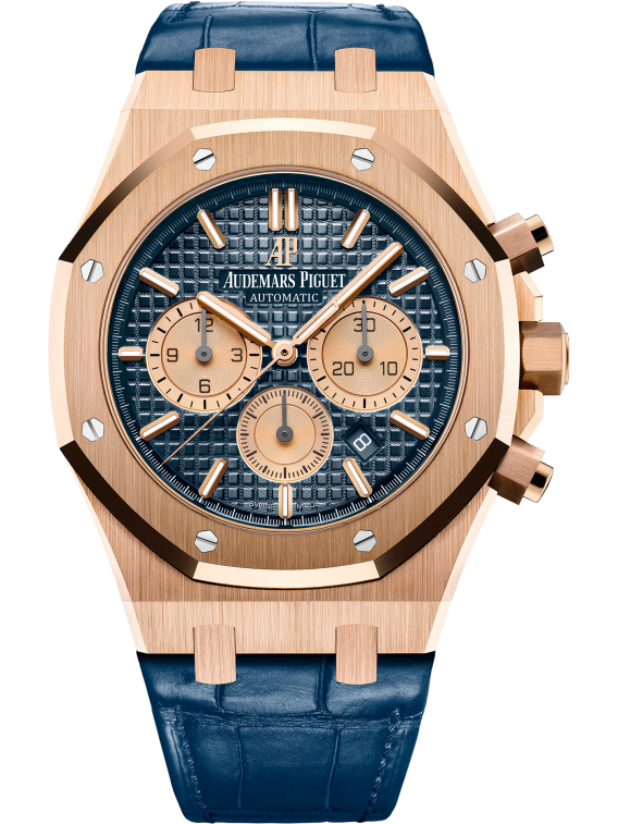 Audemars Piguet Royal Oak Ref. 26331OR.OO.D315CR.01 41MM Blue Alligator Strap Rose Gold Case Blue Dial