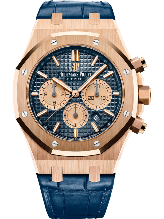 Audemars Piguet Royal Oak Ref. 26331OR.OO.D315CR.01 41MM Blue Alligator Strap Rose Gold Case Blue Dial