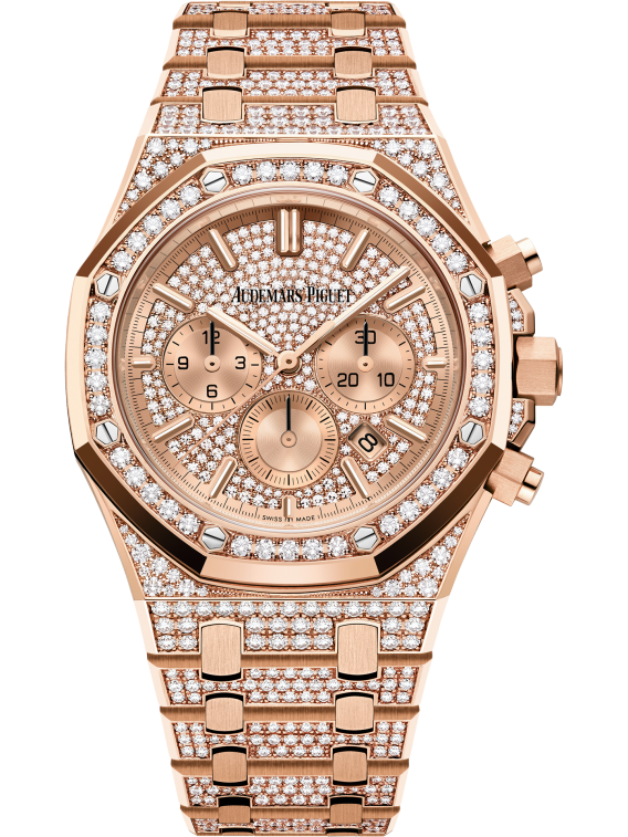 Royal Oak Selfwinding Chronograph 41MM 18-Carat Pink Gold Bracelet Set With Brilliant Cut Diamonds 18-Carat Pink Gold Dial Set With Brilliant Cut Diamonds 18-Carat Pink Gold Case Set With Brilliant Cut Diamonds