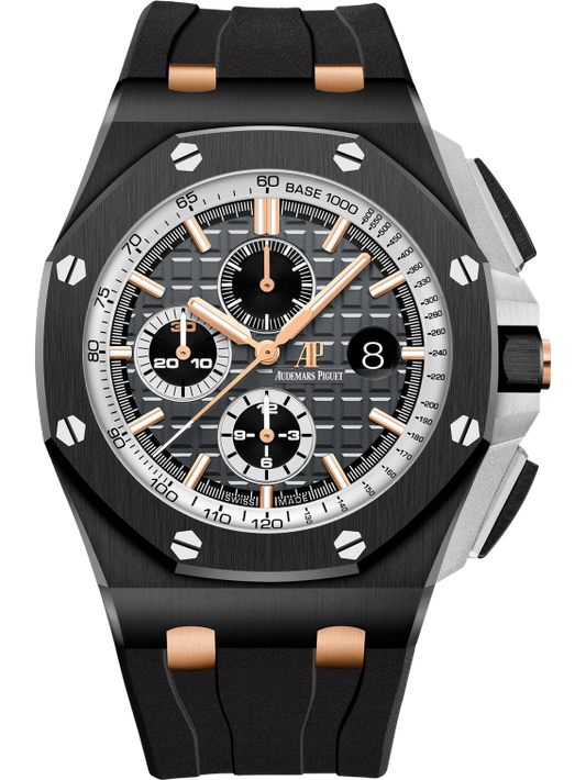 Royal Oak Offshore Selfwinding Chronograph 44MM Black Rubber Strap Slate Grey Dial With Méga Tapisserie Pattern Black Ceramic Bezel