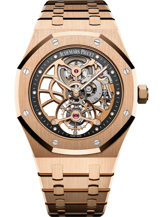 Royal Oak Tourbillon Extra-Thin Openworked 41MM 18-Carat Pink Gold Bracelet Openworked Slate Grey Dial 18-Carat Pink Gold Case