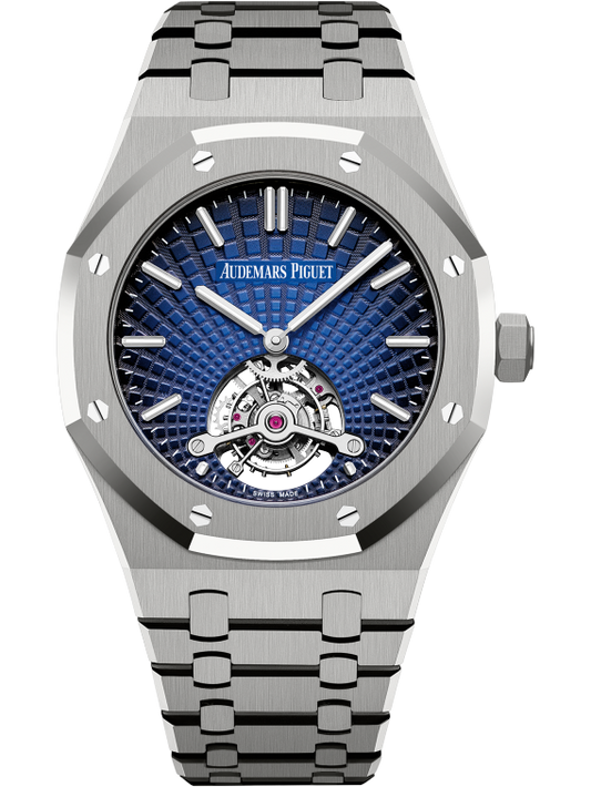 Royal Oak Tourbillon Extra-Thin 41MM Titanium Bracelet Smoked Blue Dial With Tapisserie Evolutive Pattern Titanium Case