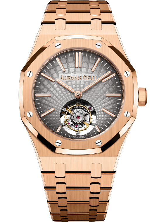 Royal Oak Selfwinding Flying Tourbillon 41MM Smoked Grey Dial With Evolutive Tapisserie Pattern 18-Carat Pink Gold Case