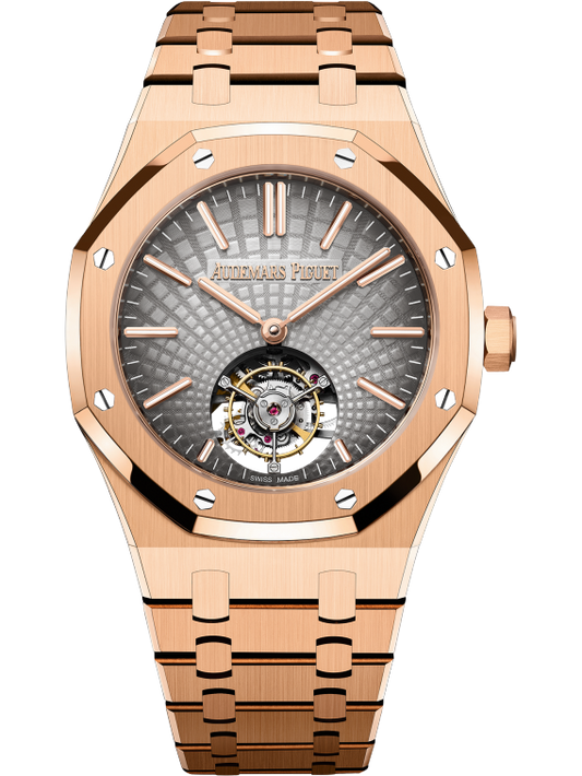 Royal Oak Selfwinding Flying Tourbillon 41MM Smoked Grey Dial With Evolutive Tapisserie Pattern 18-Carat Pink Gold Case