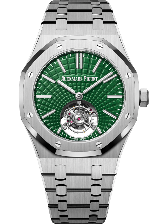 Royal Oak Selfwinding Flying Tourbillon 41MM Titanium Bracelet Green Dial With Evolutive Tapisserie Patterntitanium Case