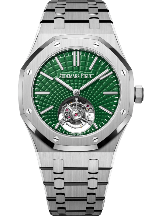 Royal Oak Selfwinding Flying Tourbillon 41MM Titanium Bracelet Green Dial With Evolutive Tapisserie Patterntitanium Case