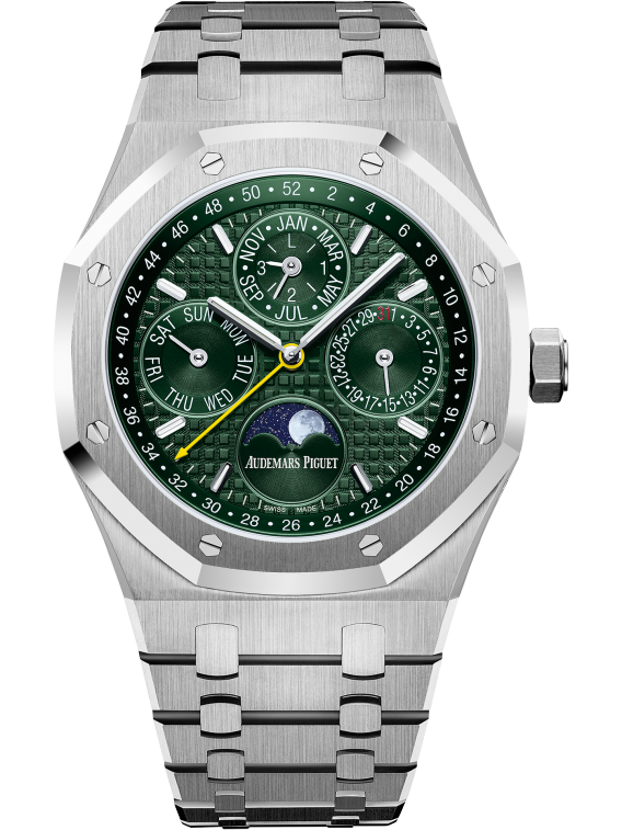 Royal Oak Perpetual Calendar Limited Edition for Unique Timepieces 41MM Stainless Steel Bracelet Green Dial With Grande Tapisserie Pattern Stainless Steel Case