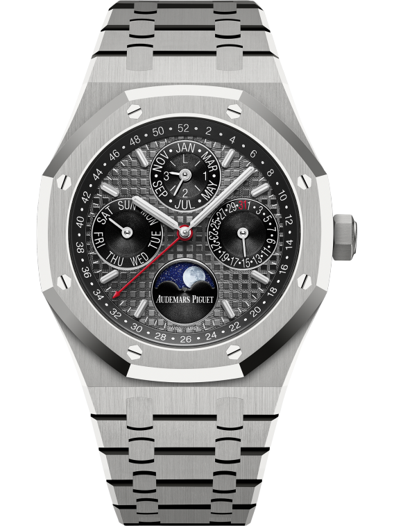 Royal Oak Perpetual Calendar 41MM Titanium Bracelet Slate Grey Dial With Grande Tapisserie Pattern Titanium Case