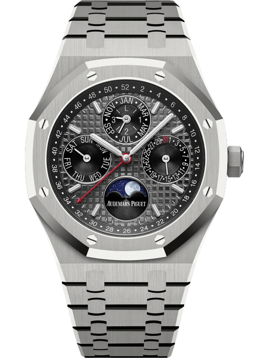 Royal Oak Perpetual Calendar 41MM Titanium Bracelet Slate Grey Dial With Grande Tapisserie Pattern Titanium Case