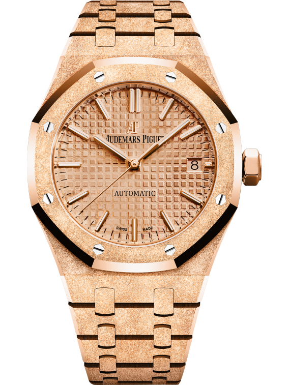 Royal Oak Frosted Gold Selfwinding 37MM Hammered 18-Carat Pink Gold Bracelet Pink Gold-Toned Dial With Grande Tapisserie Pattern Hammered 18-Carat Pink Gold Case