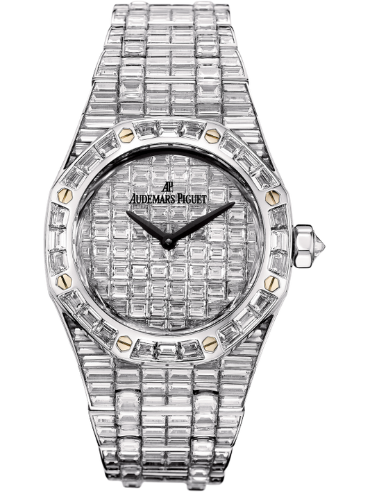 Royal Oak Quartz 33MM 18-Carat White Gold Bracelet Entirely Set With Baguette-Cut Diamonds Baguette-Cut Diamond-Paved Dial 18-Carat White Gold Case Entirely Set With Baguette-Cut Diamonds