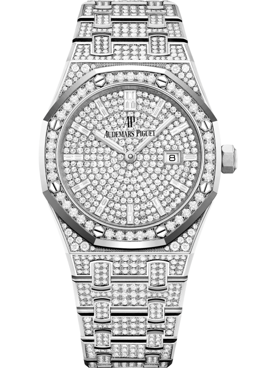 Royal Oak Quartz 33MM Diamond-Set 18-Carat White Gold Bracelet 18-Carat White Gold Dial Set With Brilliant-Cut Diamonds 18-Carat White Gold Case Set With Brilliant-Cut Diamond