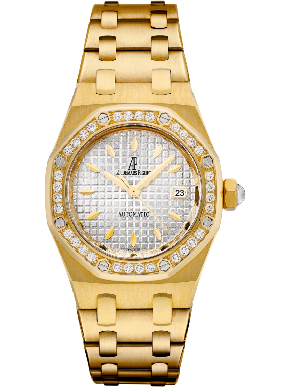 Royal Oak Selfwinding 33MM 18-Carat Yellow Gold Bracelet Silver-Toned Dial With Grande Tapisserie Pattern 18-Carat Yellow Gold Case Bezel Set With Brilliant-Cut Diamonds