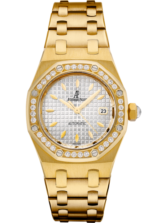 Royal Oak Selfwinding 33MM 18-Carat Yellow Gold Bracelet Silver-Toned Dial With Grande Tapisserie Pattern 18-Carat Yellow Gold Case Bezel Set With Brilliant-Cut Diamonds