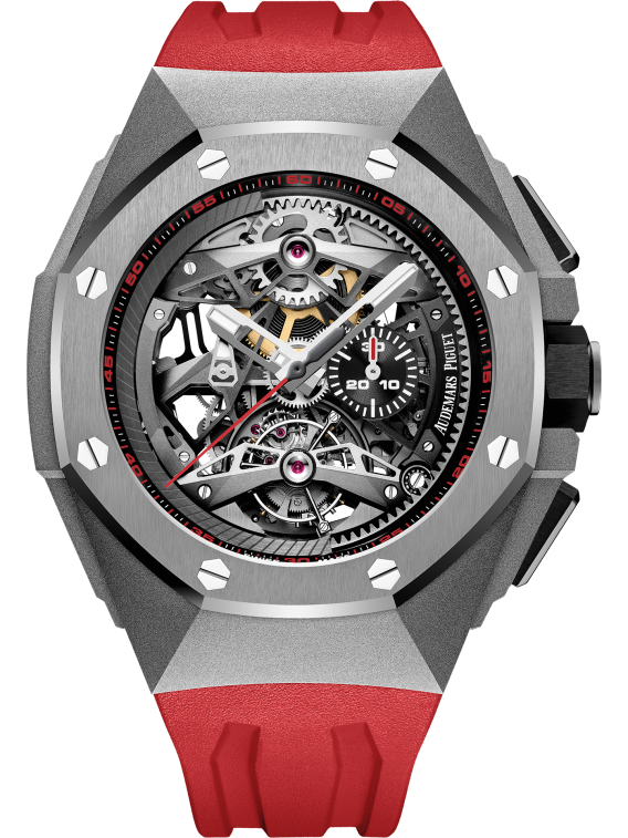 Royal Oak Concept 44mm Tourbillon Chronograph Red Rubber Strap with Titanium Case