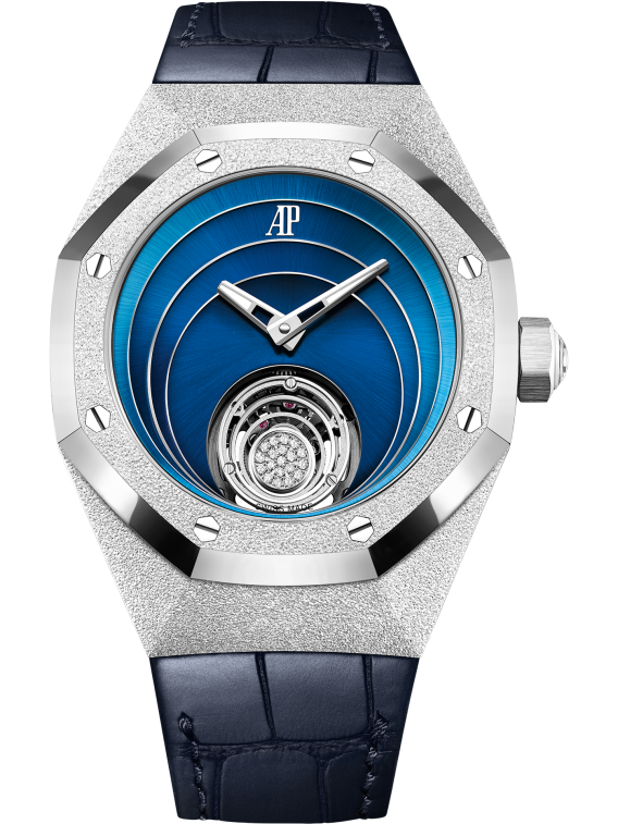 Royal Oak Concept 38.5mm Flying Tourbillon Frosted Gold and White Gold with Blue Dial Octagonal Bezel