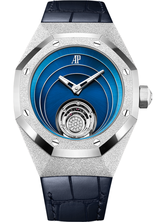 Royal Oak Concept 38.5mm Flying Tourbillon Frosted Gold and White Gold with Blue Dial Octagonal Bezel