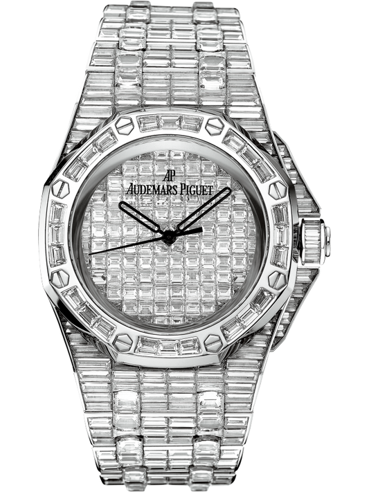 Royal Oak Offshore Selfwinding 42MM 18-Carat White Gold Bracelet Diamond-Paved White Gold Dial 18-Carat White Gold Case Entirely Set With Baguette-Cut Diamonds