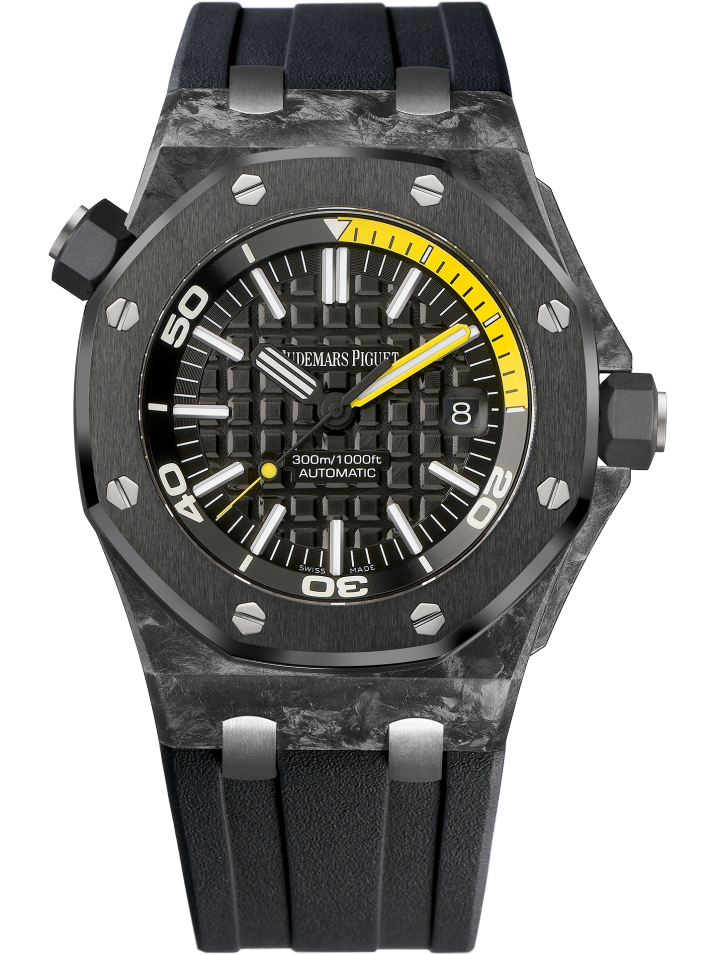 Royal Oak Offshore Diver 42MM Black Rubber Strap Black Dial With Méga Tapisserie Pattern Forged Carbon Case