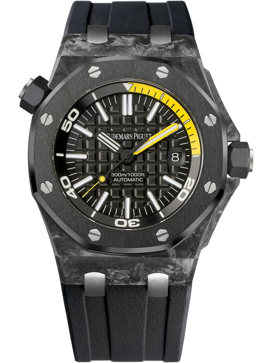 Royal Oak Offshore Diver 42MM Black Rubber Strap Black Dial With Méga Tapisserie Pattern Forged Carbon Case