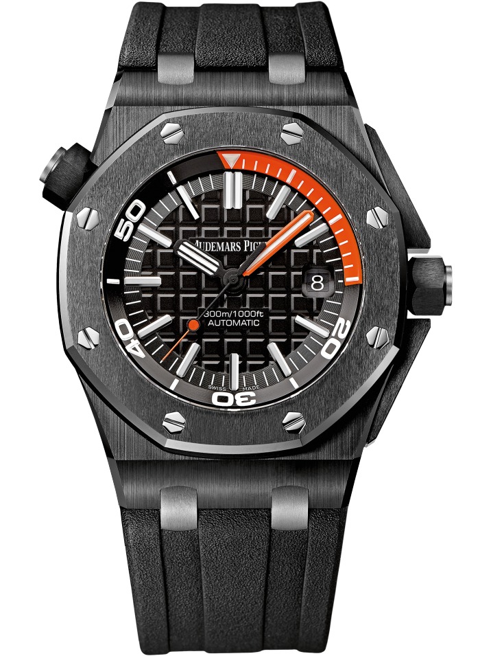 Royal Oak Offshore Diver 42MM Black Rubber Strap Black Dial With Méga Tapisserie Pattern Black Ceramic Case and Bezel