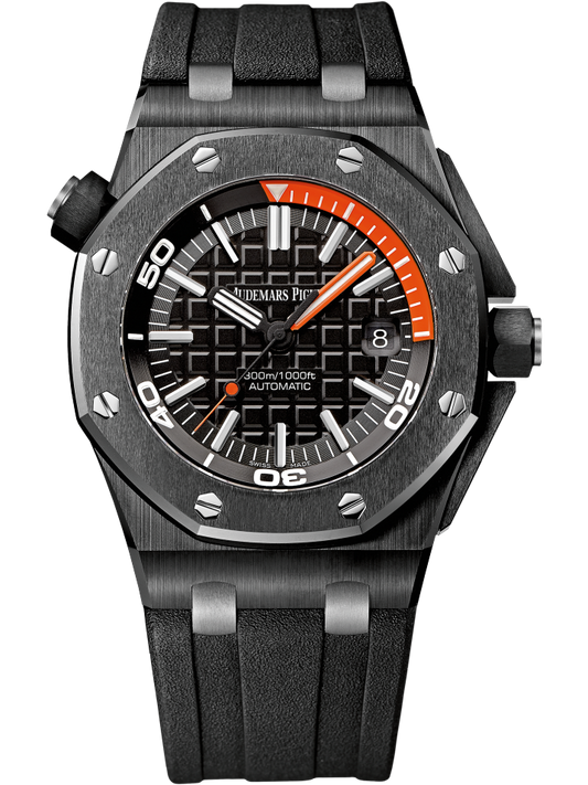 Royal Oak Offshore Diver 42MM Black Rubber Strap Black Dial With Méga Tapisserie Pattern Black Ceramic Case and Bezel