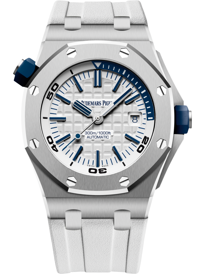 Royal Oak Offshore Diver 42MM White Rubber Strap White Dial With Méga Tapisserie Pattern Stainless Steel Case