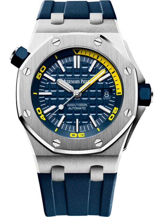 Royal Oak Offshore Diver 42mm Blue Rubber Strap Blue Dial With Méga Tapisserie Pattern Stainless Steel Case